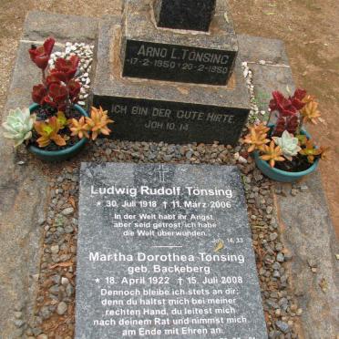 TONSING Ludwig Rudolf 1918-2006 &amp; Martha Dorothea BACKEBERG 1922-2008 :: TONSING Arno L. 1950-1950