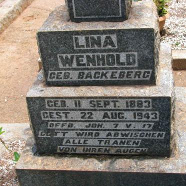 WENHOLD Lina nee BACKEBERG 1883-1943