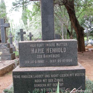 WENHOLD Marie nee BACKEBERG 1880-1958