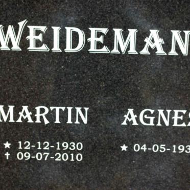 WEIDEMANN Martin 1930-2010 &amp; Agnes 1934-
