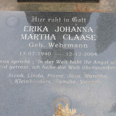 WEHRMANN Ernst 1910-1963 :: CLAASE Erika Johanna Martha nee WEHRMANN 1940-2004