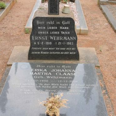 WEHRMANN Ernst 1910-1963 :: CLAASE Erika Johanna Martha nee WEHRMANN 1940-2004