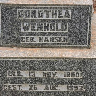 WENHOLD Dorothea nee HANSEN 1880-1952