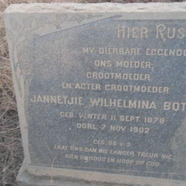 BOTHA Jannnetjie Wilhelmina nee VENTER 1878-1902