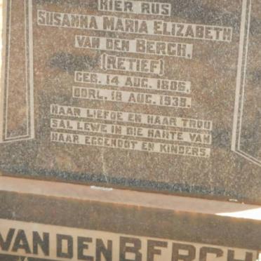 BERGH Susanna Maria Elizabeth, van den nee RETIEF 1886-1938