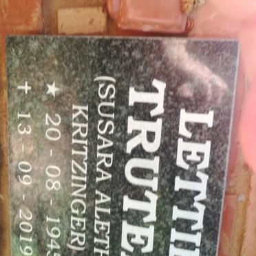 TRUTER Susara Aletha nee KRITZINGER 1945-2019