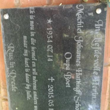 SCHOOMBE Machiel Johannes Hattingh 1934-2015