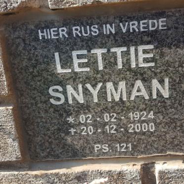 SNYMAN Lettie 1924-2000