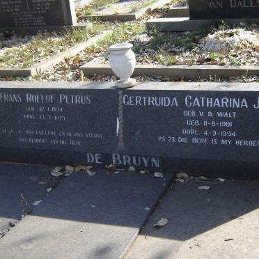 BRUYN Frans Roelof Petrus, de 1894-1975 &amp; Gertruida Catharina V.D. WALT 1901-1994