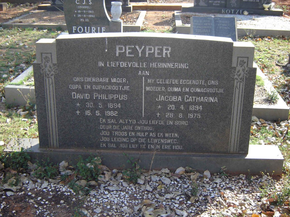 PEYPER David Philippus 1894-1982 &amp; Jacoba Catharina 1894-1975