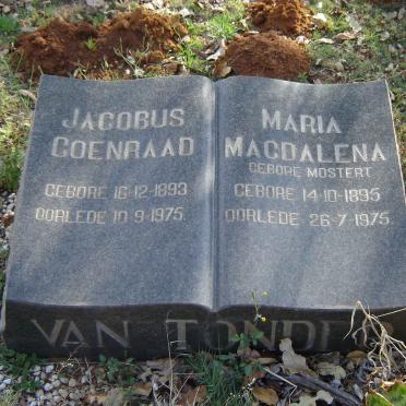 TONDER Jacobus Coenraad, van 1893-1975 &amp; Maria Magdalena MOSTERT 1895-1975