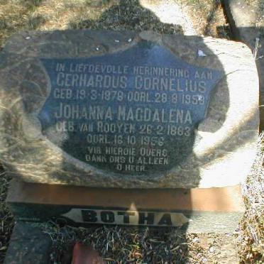 BOTHA Gerhardus Cornelius 1878-1959 &amp; Johanna Magdalena VAN ROOYEN 1883-1956
