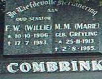 COMBRINK F.W. 1906-19?3 &amp; M.M. GREYLING 1913-1955