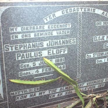 ELOFF Stephanus Johannes Paulus 1881-1948 &amp; Elsje Magdalena STEENKAMP 1884-1957