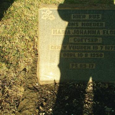 ELOFF Maria Johanna formerly COETSER, nee VAN VUUREN 1879-1950