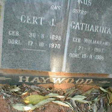 HAYWOOD Gert J. 1898-1970 &amp; Catharina  D. WOLMARANS 1903-1986