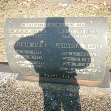 HUMAN Christiaan Jacob 1893-1959 &amp; Johanna Maria LE GRANGE 1897-1968