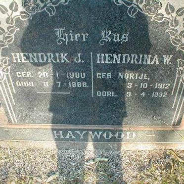 HAYWOOD Hendrik J. 1900-1968 &amp; Hendrina W. NORTJE 1912-1992