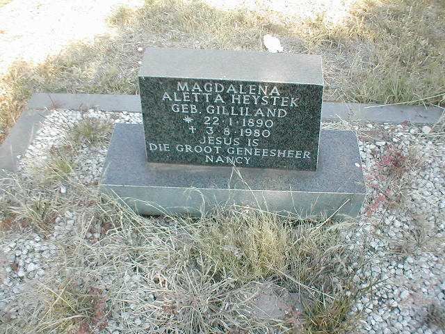 HEYSTEK Magdalena Aletta nee GILLILAND 1890-1980