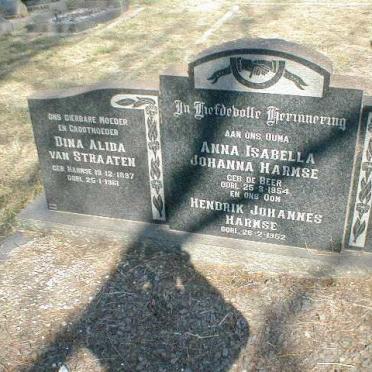 HARMSE Hendrik Johannes -1952 :: HARMSE Anna Isabella Johanna nee DE BEER -1954 :: VAN STRAATEN Dina Alida nee HARMSE 1887-1961