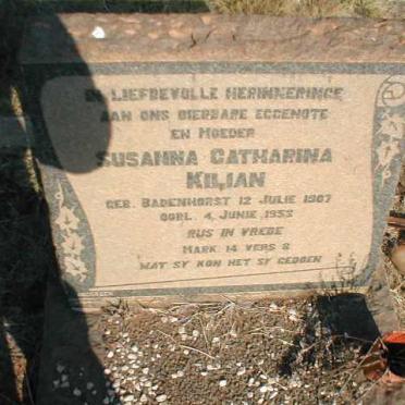 KILIAN Susanna Catharina nee BADENHORST 1907-1953