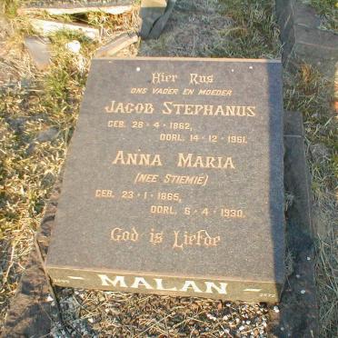 MALAN Jacob Stephanus 1862-1961 &amp; Anna Maria STIEMIE 1865-1930