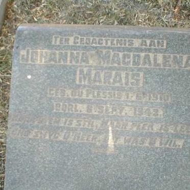 MARAIS Johanna Magalena nee DU PLESSIS 1910-1943