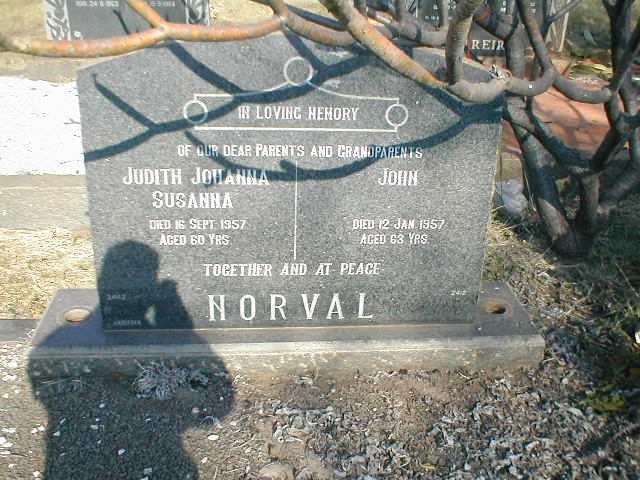 NORVAL John 1894-1957 &amp; Judith Johanna Susanna 1897-1957