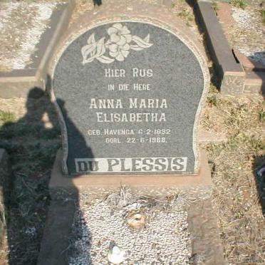 PLESSIS Anna Maria Elizabetha, du nee HAVENGA 1892-1968