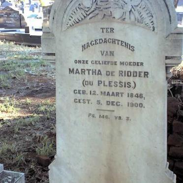 RIDDER Martha, de nee DU PLESSIS 1846-1900