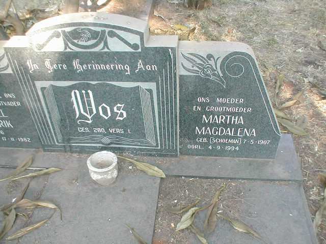 VOS Martha Magdalena nee SCHOEMAN 1907-1994