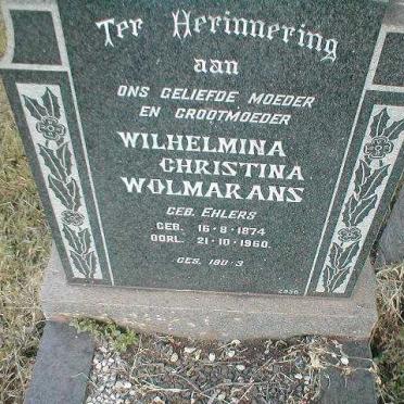WOLMARANS Wilhelmina Christina nee EHLERS 1874-1960