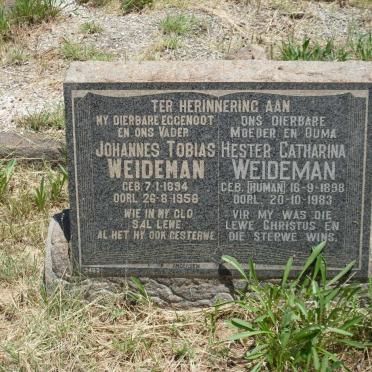 WEIDEMAN Johannes Tobias 1894-1958 &amp; Hester Catharina HUMAN 1898-1983