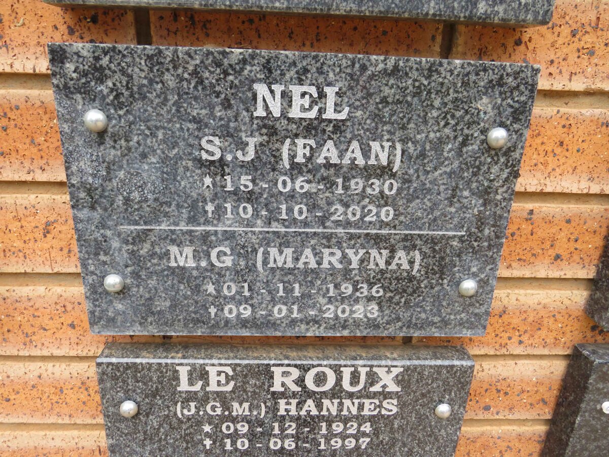 NEL S.J. 1930-2020 & M.G. 1936-2023