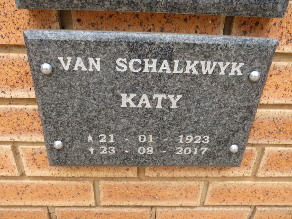 SCHALKWYK Katy, van 1923-2017