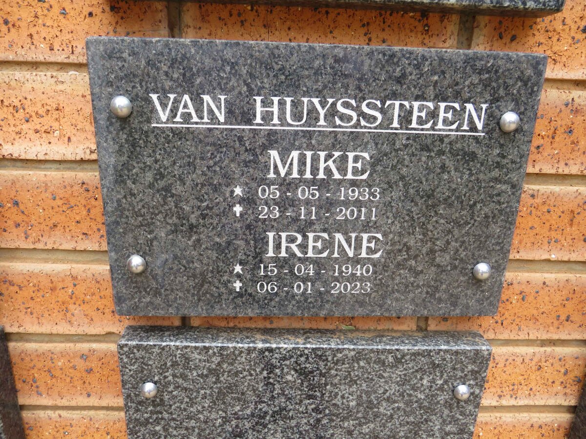 HUYSSTEEN Mike, van 1933-2011 & Irene 1940-2023
