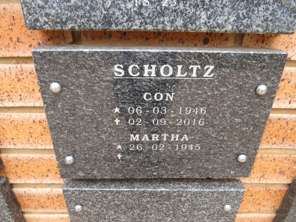 SCHOLTZ Con 1946-2016 & Martha 1945- 