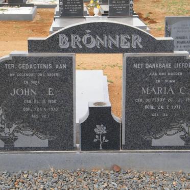 BRONNER John E. 1900-1970 &amp; Maria C. 1909-1977