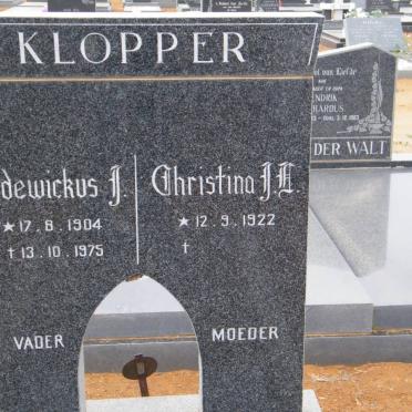 KLOPPER Lodewickus J. 1904-1975 &amp; Christina J.E. 1922-
