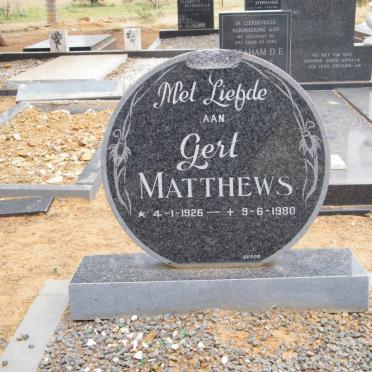 MATTHEWS Gert 1926-1980