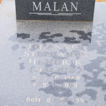MALAN Johannes Stephanus Hendrik 1940-2003