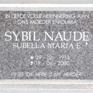NAUDE Subella Maria E. 1913-2000