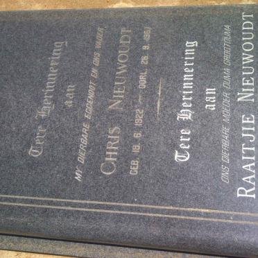 NIEUWOUDT Chris 1922-1967 &amp; Raaitjie 1922-2010