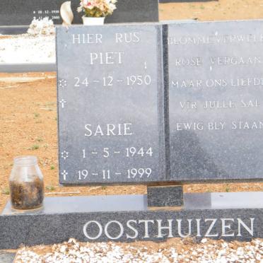 OOSTHUIZEN Piet 1950- &amp; Sarie 1944-1999