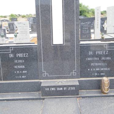 PREEZ Petrus Hendrik, du 1894-1984 &amp; Christina Jacoba Petronella WESSELS 1903-1983