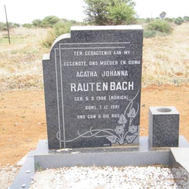 RAUTENBACH Agatha Johanna nee RÖRICH 1906-1981