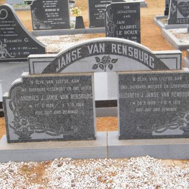 RENSBURG Andries J., Janse van 1888-1966 &amp; Elizabeth J. 1889-1972