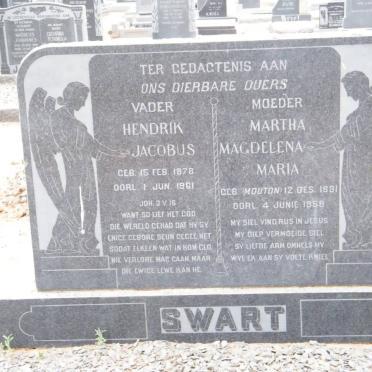 SWART Hendrik Jacobus 1878-1961 &amp; Martha Magdalena Maria MOUTON 1891-1958