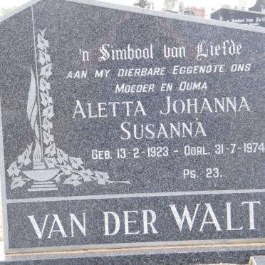 WALT Aletta Johanna Susanna, van der 1923-1974