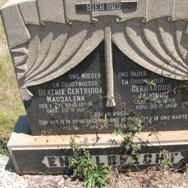 ENGELBRECHT Gerhardus Jacobus 1885-1958 &amp; Beatrix Gertruida Magdalena VAN ZYL 1883-1962